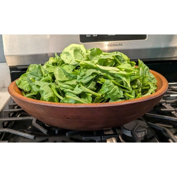 Large Vintage Wooden Salad Bowl patina rustic popcorn salad - Picture 7 of 16